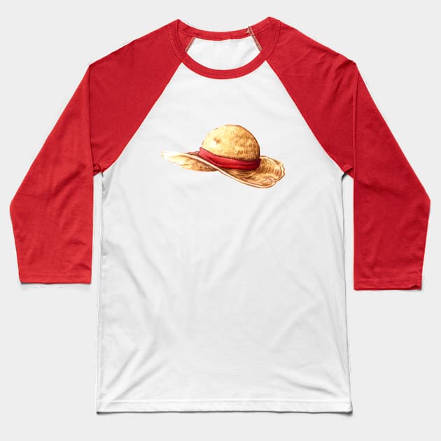 Luffy One Piece Hat Watercolour design Baseball T-Shirt by Carlotta Mascolo Art